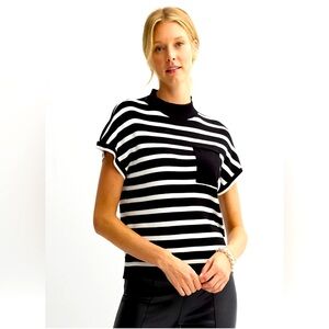 Nine West Mock Neck Striped Tee NWT